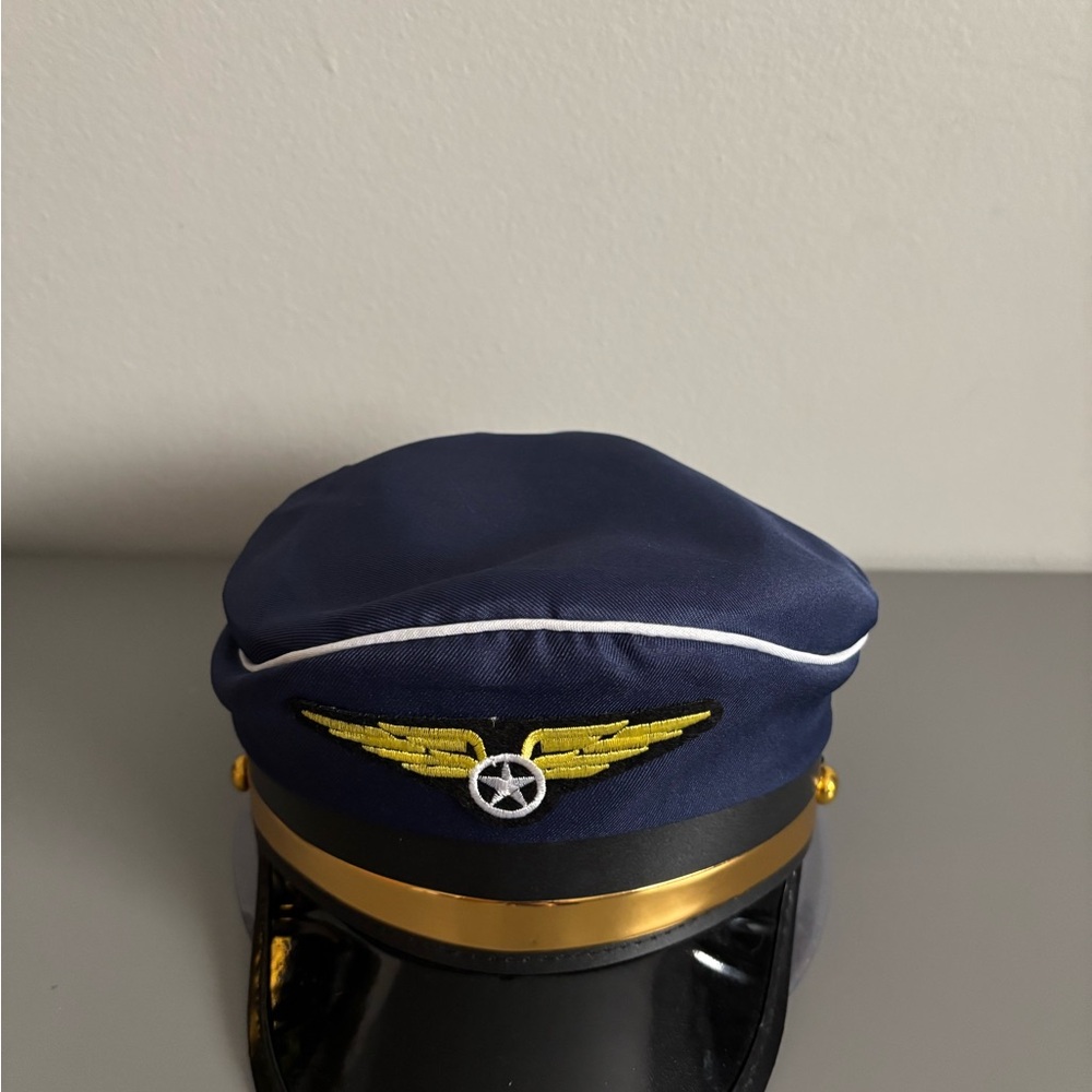 Navy Blue Pilot Cap with Gold Trim